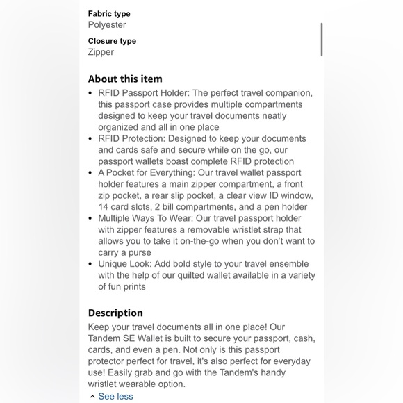 LUG TANDEM ZIP PASSPORT WALLET RFID PAINTED PEARL COLOR - Picture 8 of 8